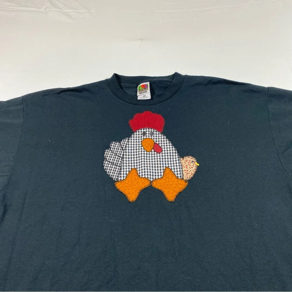 Fruit of the loom Vintage Barnyard Chicken  Plaid Shirt Patchwork Checkered XXL - Picture 7 of 9